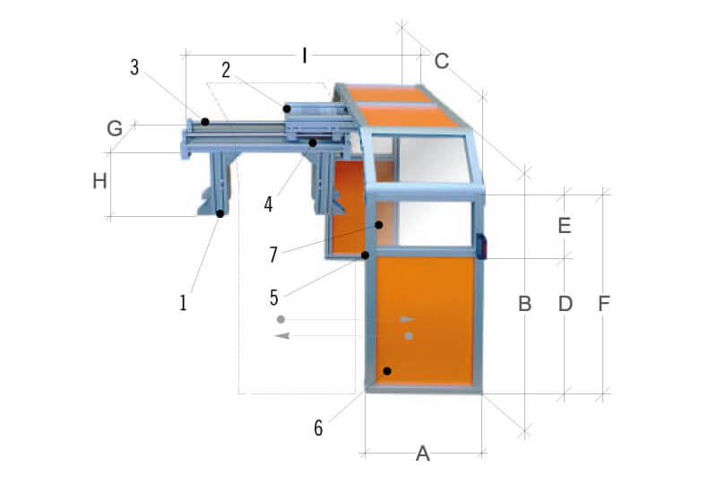 Données techniques du MST-TO22 - Protecteur coulissant avant-arrière pour tour de grandes dimensions