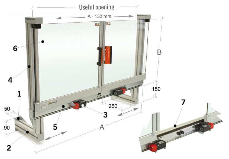 Données techniques du MST-RE10 - Protecteur pour rectifieuse plane