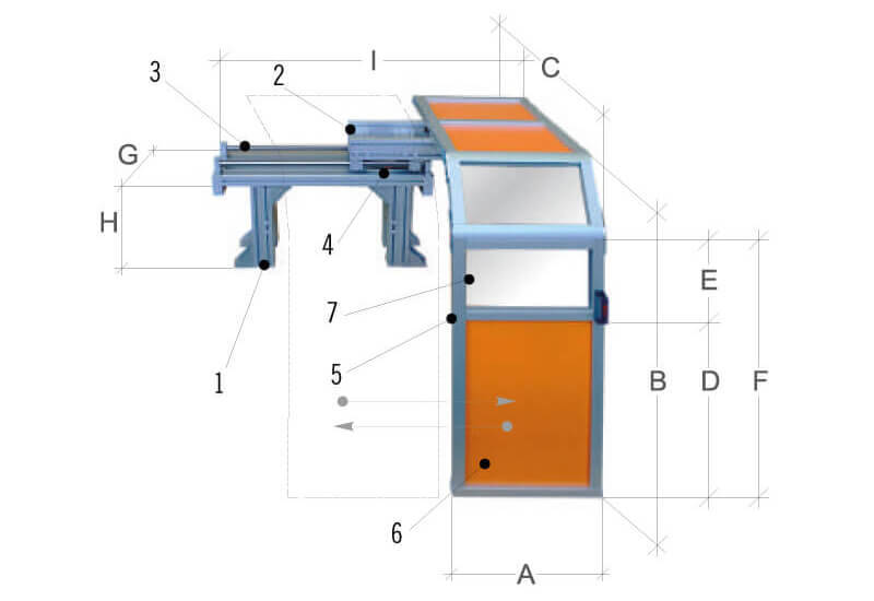 Données techniques du MST-TO21 - Protecteur coulissant pour tour de grandes dimensions