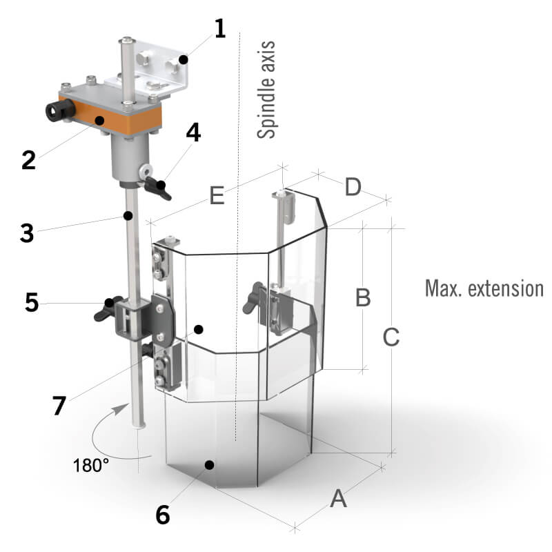 Données techniques du MST-TR05 - Protecteur télescopique pour perceuse